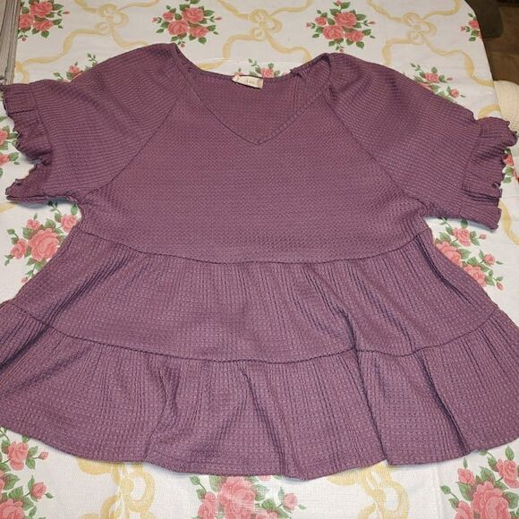 Altar'd State Purple Waffle Knit Top Size Women's Small Worn 1 Time - Picture 2 of 2